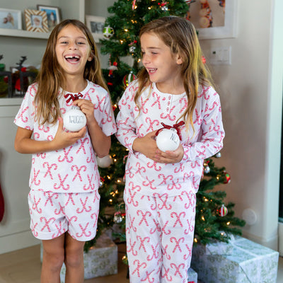 Kids Christmas Candy Cane Short PJ Set