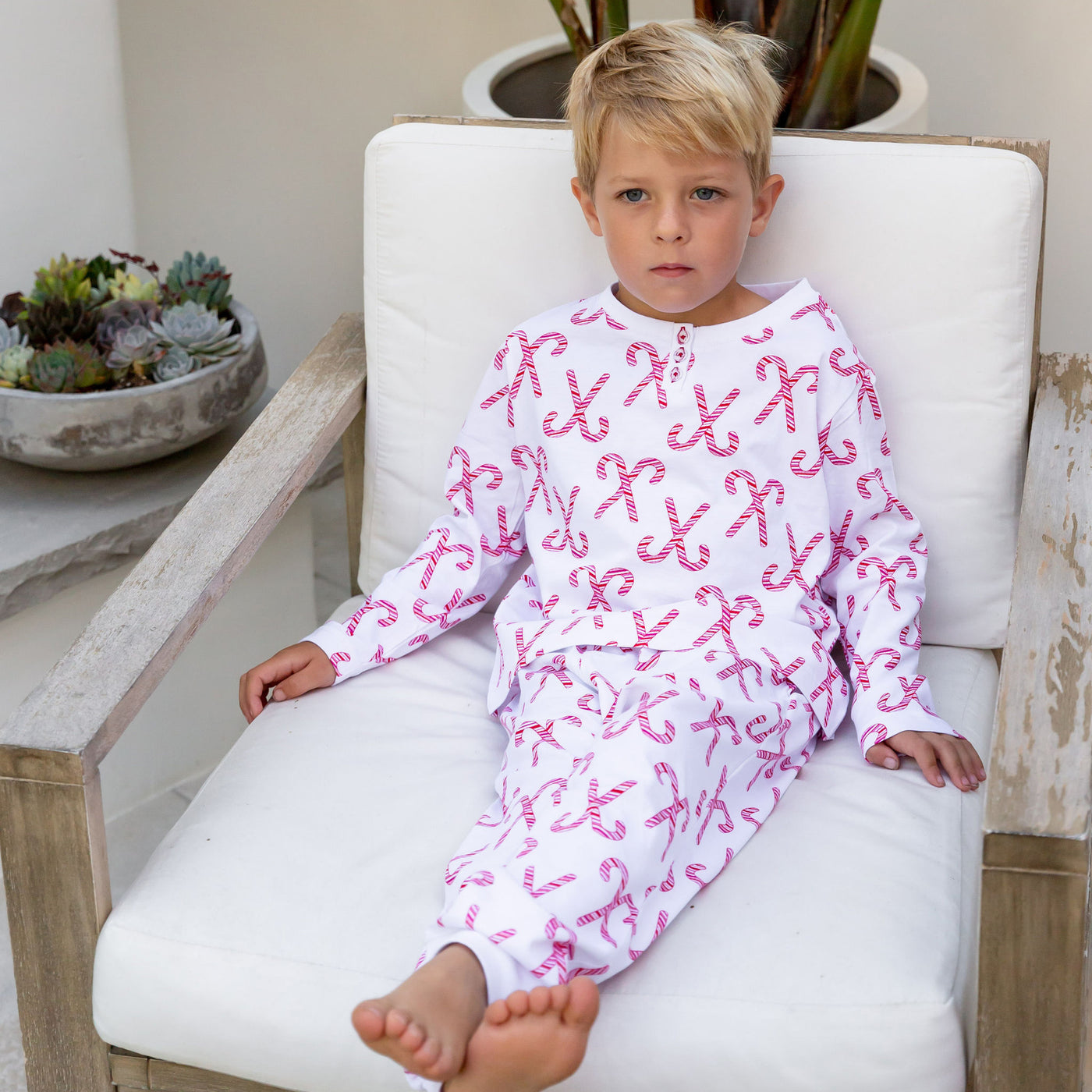 Kids Christmas Candy Cane Long PJ Set