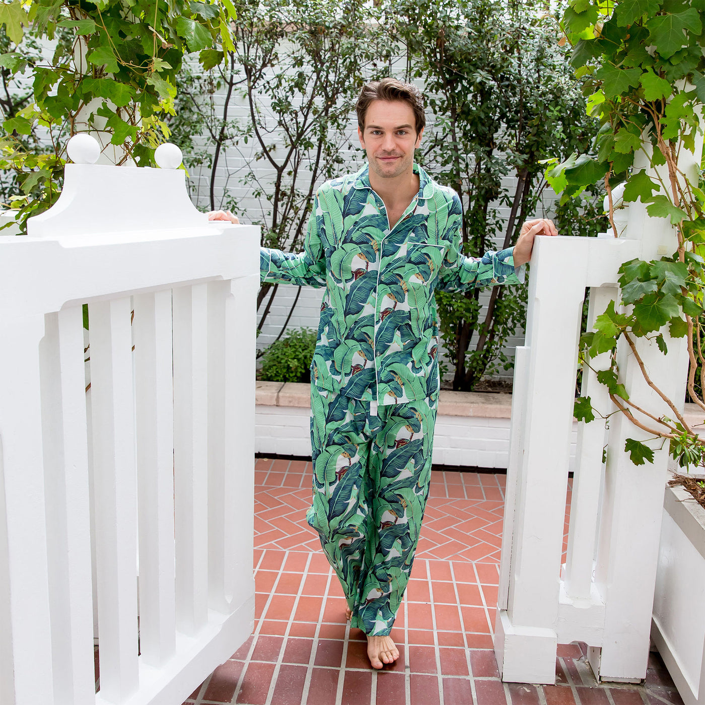 Men's Martinique® Green Banana Leaf Long PJ Set