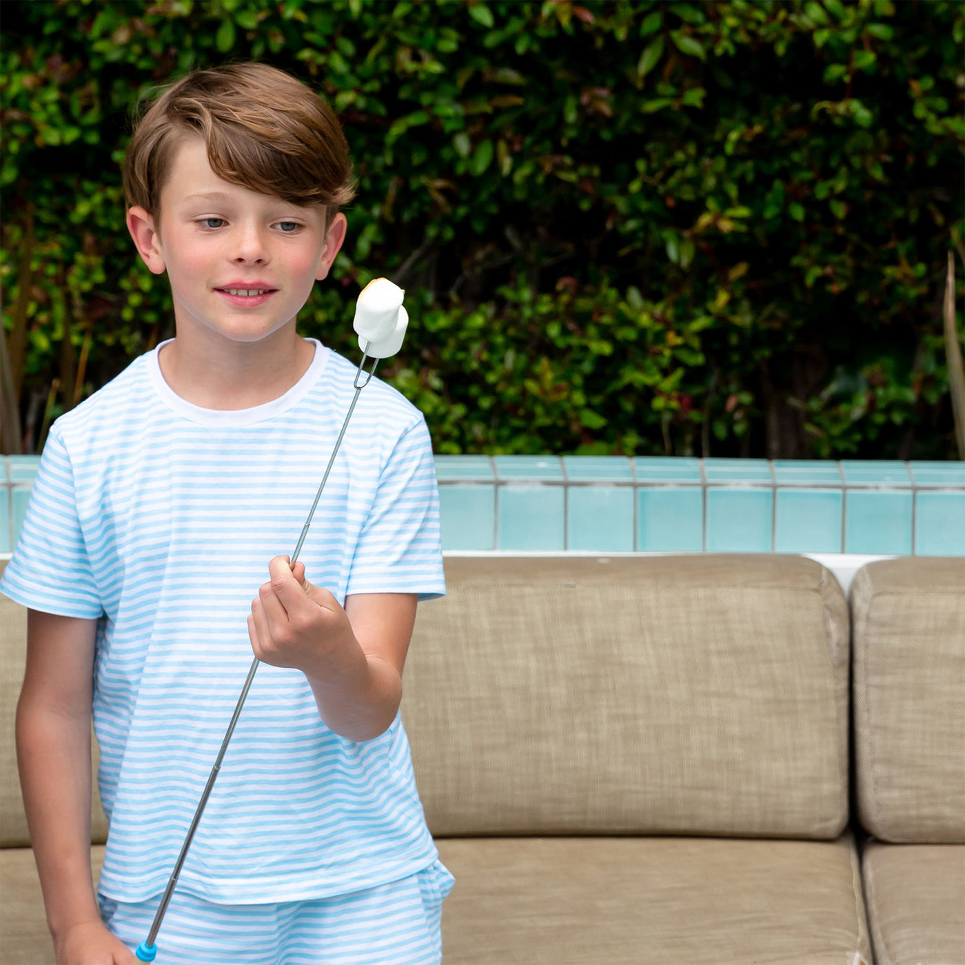 Kids Sky Blue Jersey Shorts + Tee Set