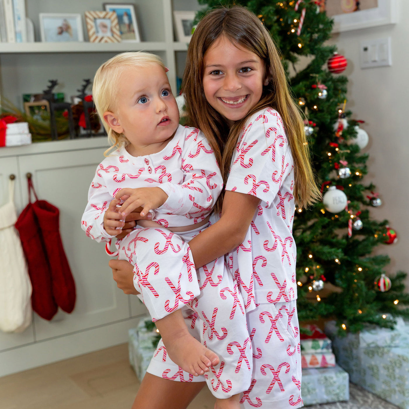 Kids Christmas Candy Cane Short PJ Set