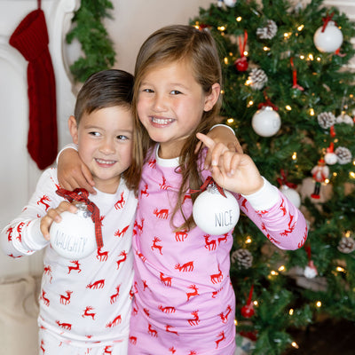 Kids Reindeer Red Long PJ Set