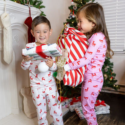 Kids Reindeer Red Long PJ Set