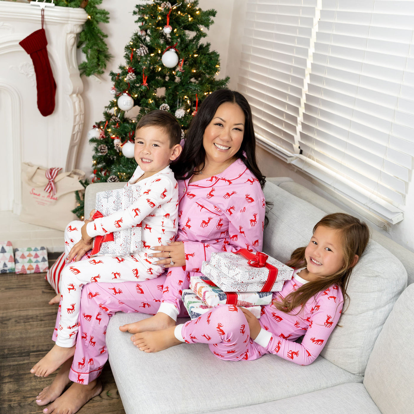 Kids Reindeer Pink Long PJ Set