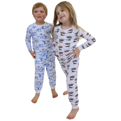 Kids Skydog Blue Toile Long PJ Set