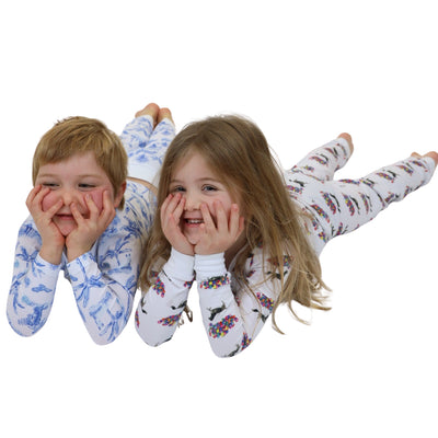 Kids Skydog Blue Toile Long PJ Set