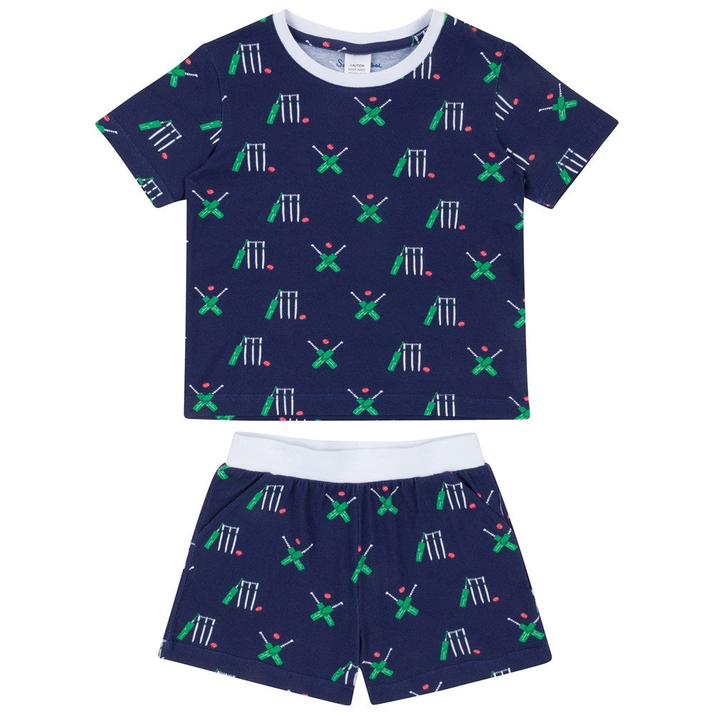 Kids Cricket Navy Short PJ Set
