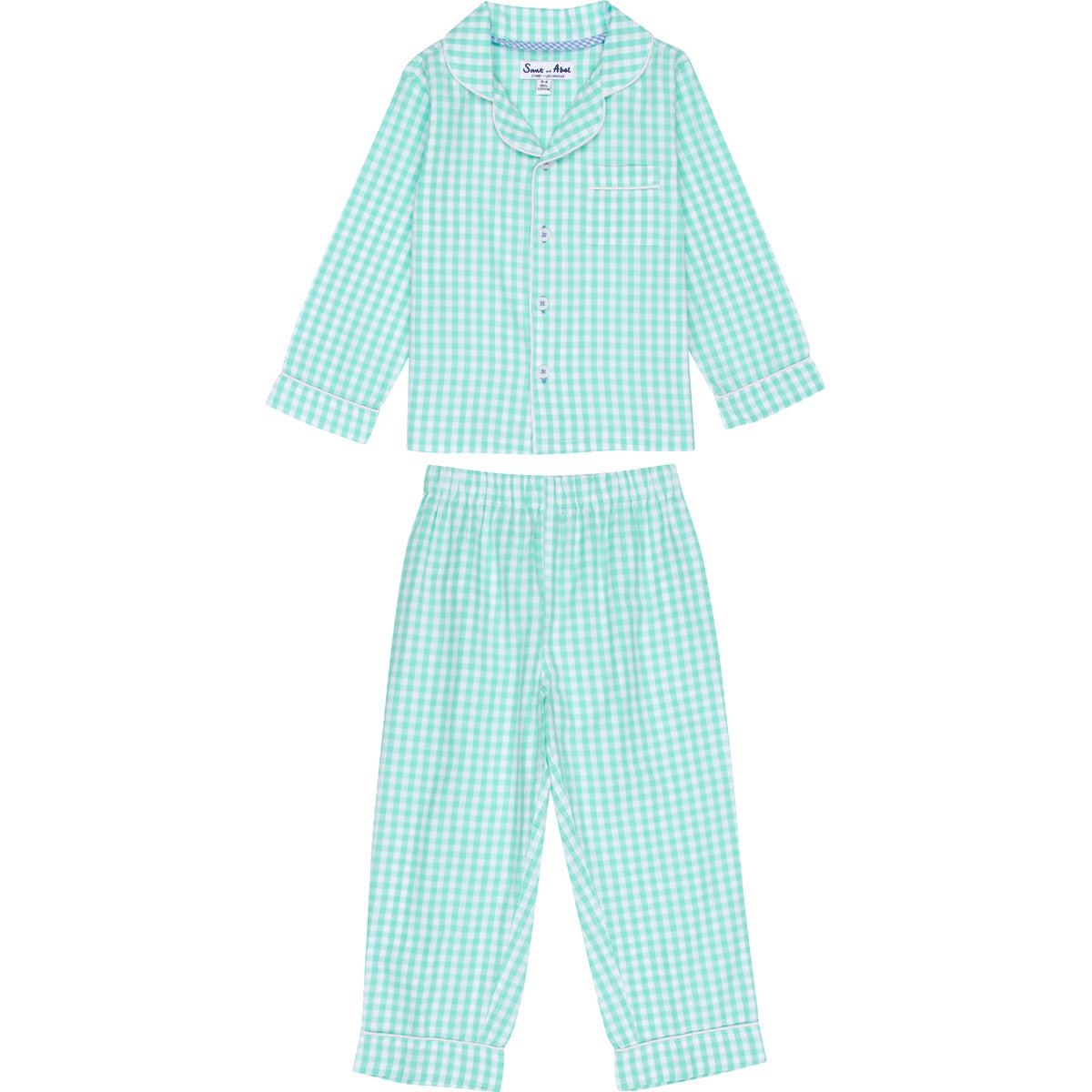 Kids Hepburn Gingham Mint Long PJ Set