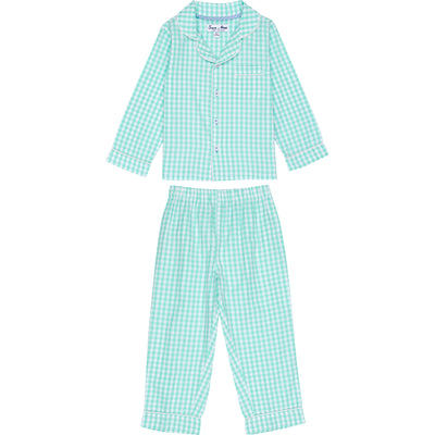 Kids Hepburn Gingham Mint Long PJ Set