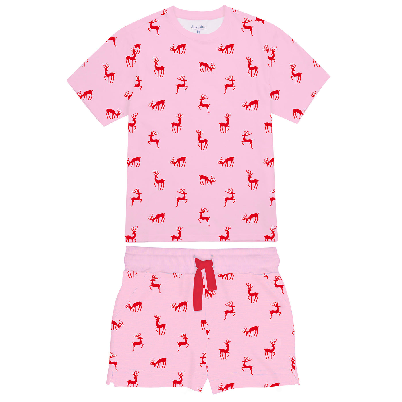 Kids Reindeer Pink Short PJ Set