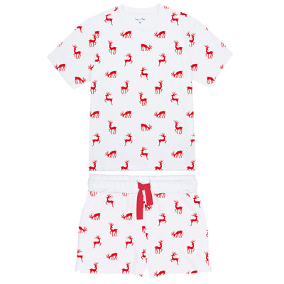 Kids Reindeer Red Short PJ Set