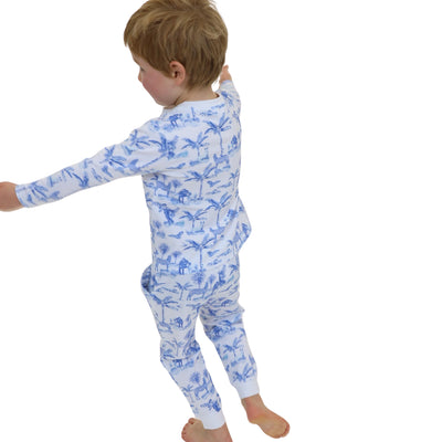 Kids Skydog Blue Toile Long PJ Set