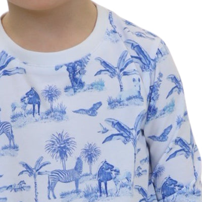 Kids Skydog Blue Toile Long PJ Set