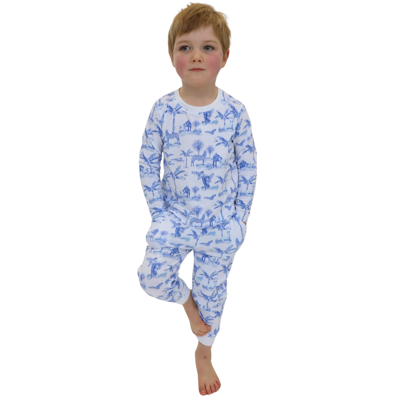Kids Skydog Blue Toile Long PJ Set