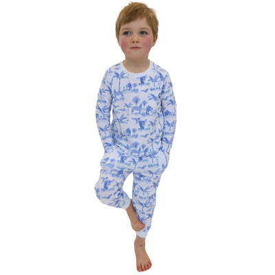 Kids Skydog Blue Toile Long PJ Set