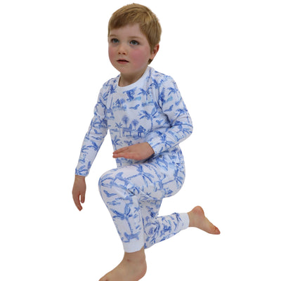 Kids Skydog Blue Toile Long PJ Set
