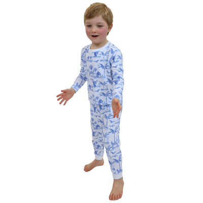 Kids Skydog Blue Toile Long PJ Set