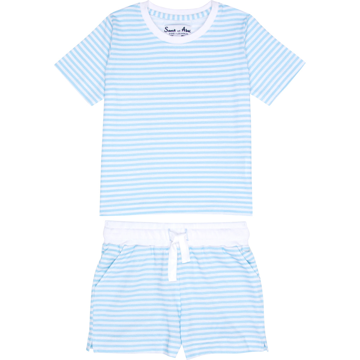 Kids Sky Blue Jersey Shorts + Tee Set