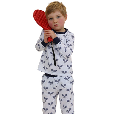 Kids Tennis Navy Long PJ Set