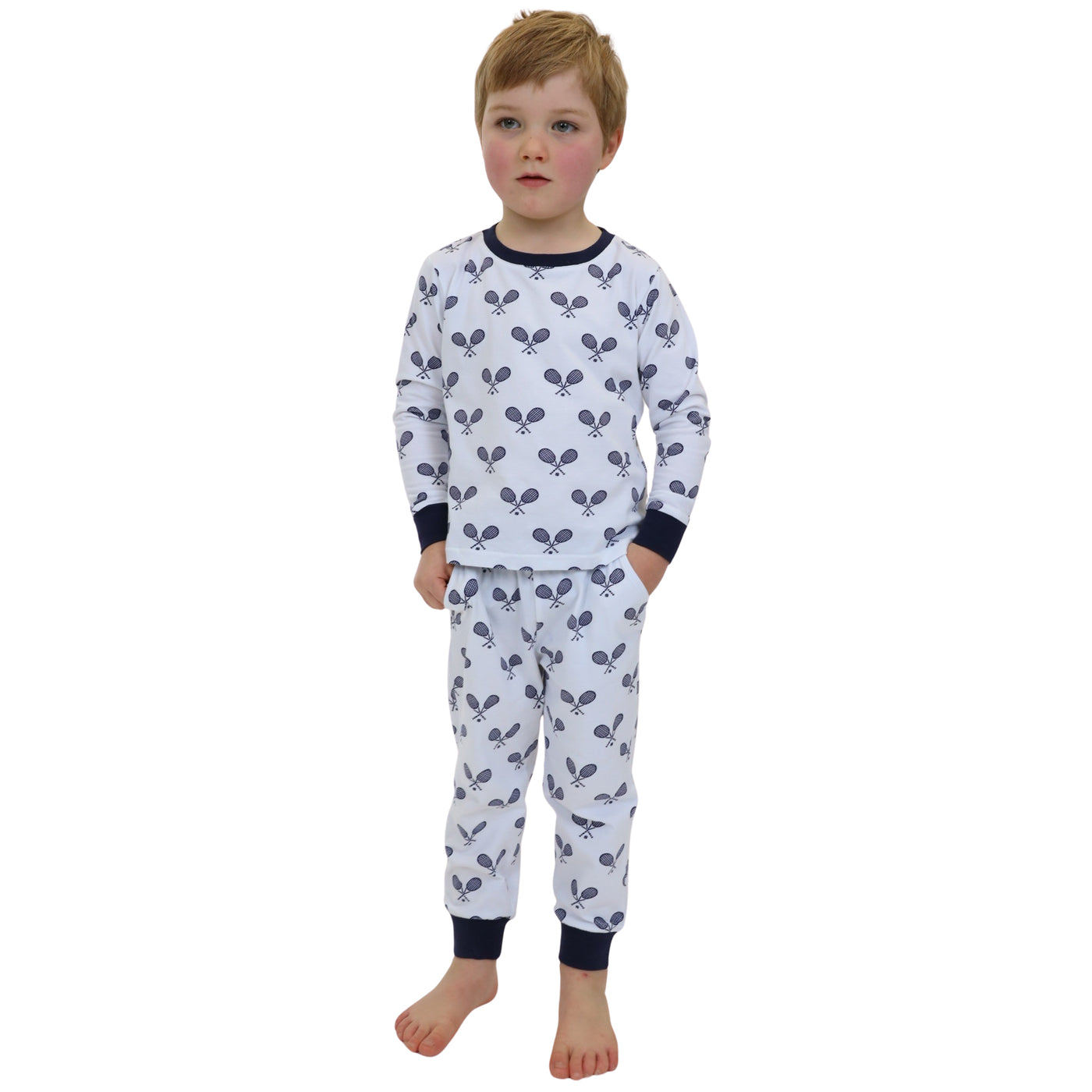 Kids Tennis Navy Long PJ Set