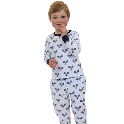 Kids Tennis Navy Long PJ Set