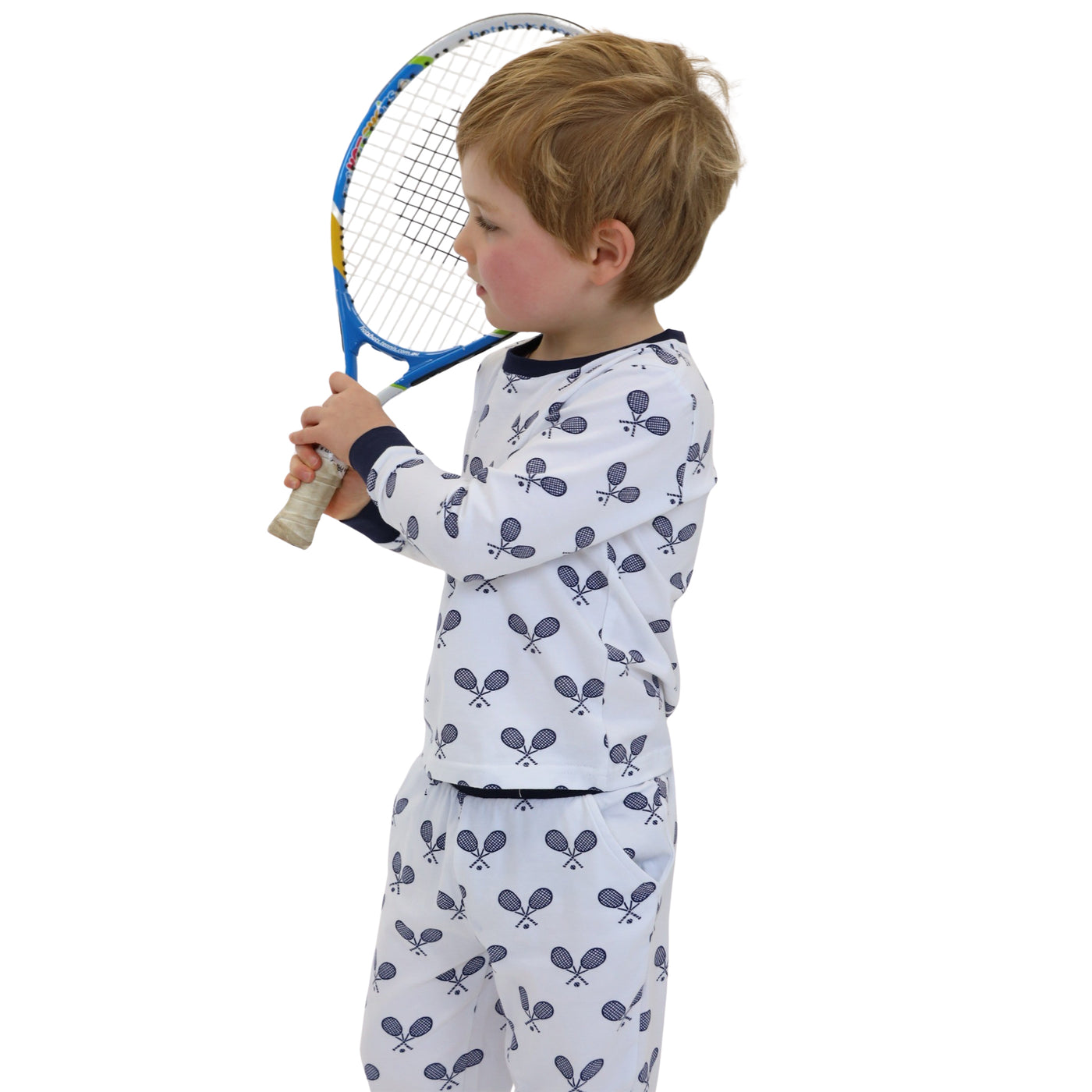 Kids Tennis Navy Long PJ Set