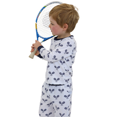 Kids Tennis Navy Long PJ Set