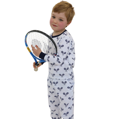 Kids Tennis Navy Long PJ Set