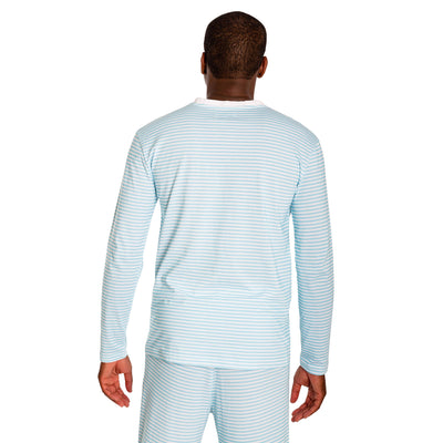 Men's Sky Blue Stripe Jersey Henley