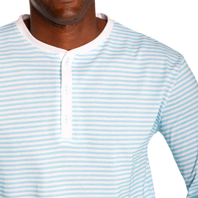 Men's Sky Blue Stripe Jersey Henley