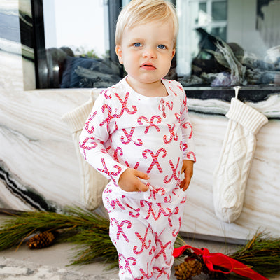 Kids Christmas Candy Cane Long PJ Set