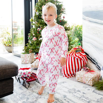 Kids Christmas Candy Cane Long PJ Set