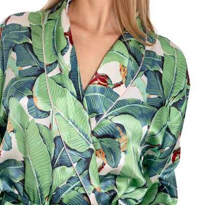 Women's Martinique® Green Banana Leaf Robe - SILK