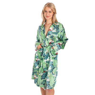 Women's Martinique® Green Banana Leaf Robe - SILK