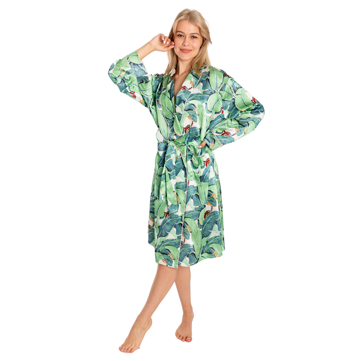 Women's Martinique® Green Banana Leaf Robe - SILK