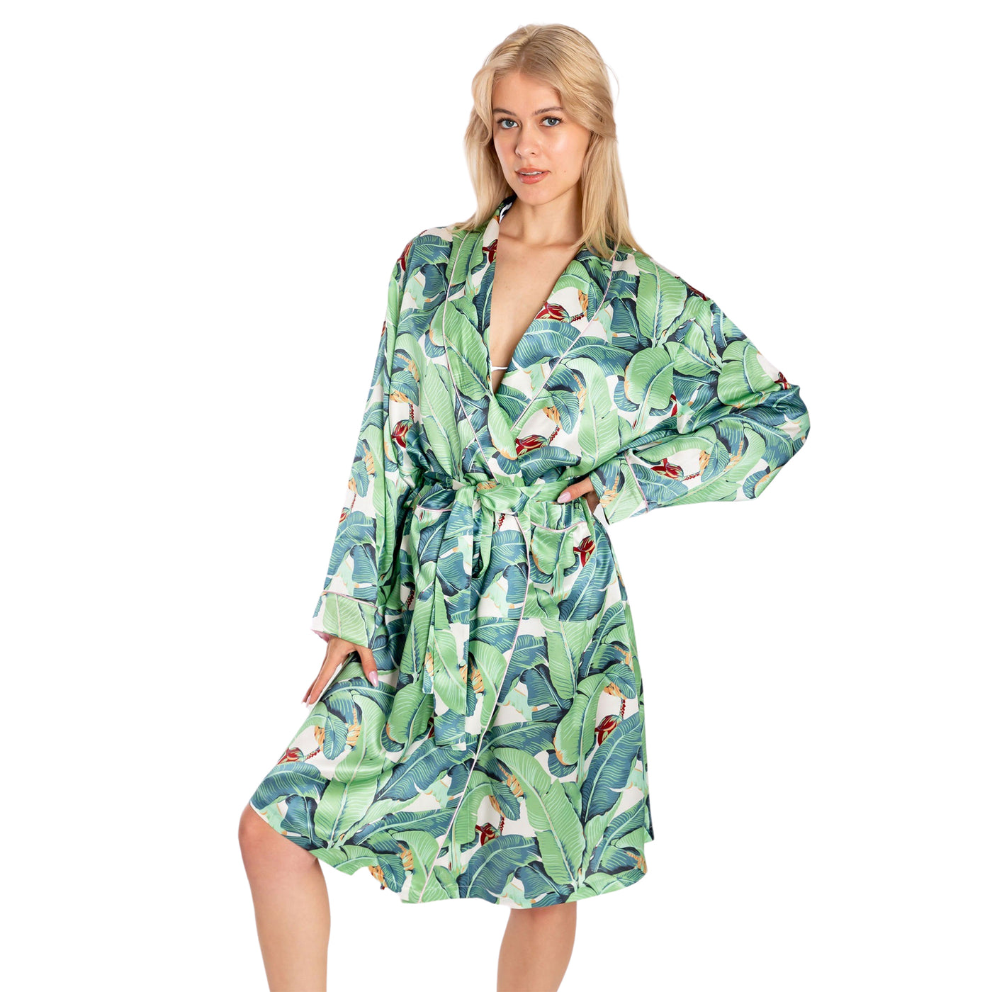 Women's Martinique® Green Banana Leaf Robe - SILK