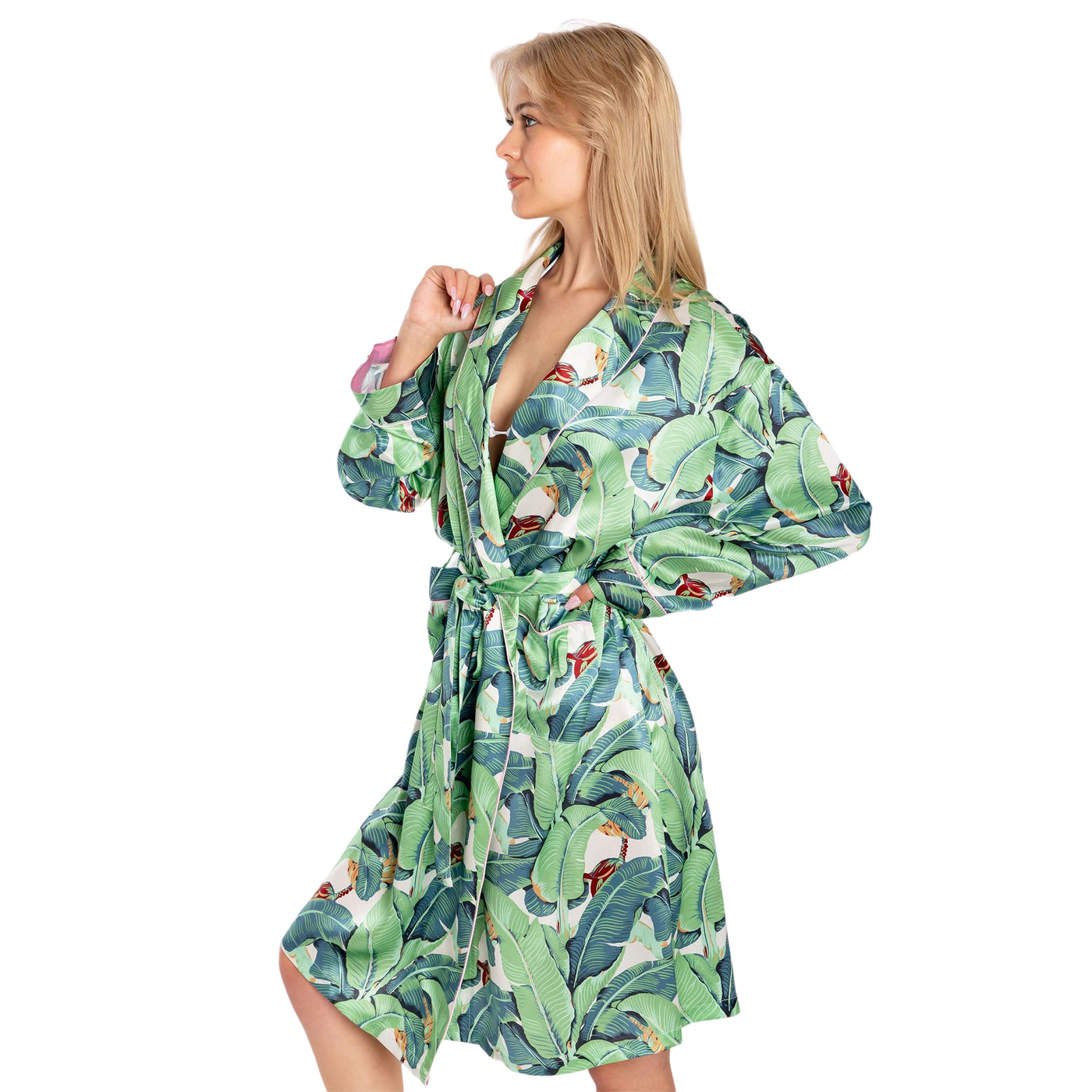 Women's Martinique® Green Banana Leaf Robe - SILK