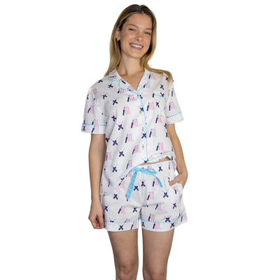Women's Cricket Pink Short PJ Set