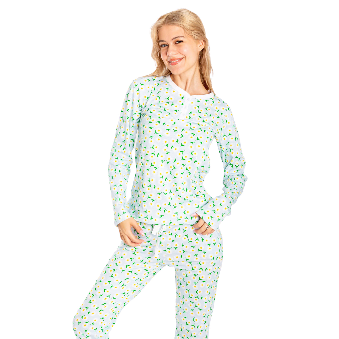 Women's Daisy Jersey Long PJ Set