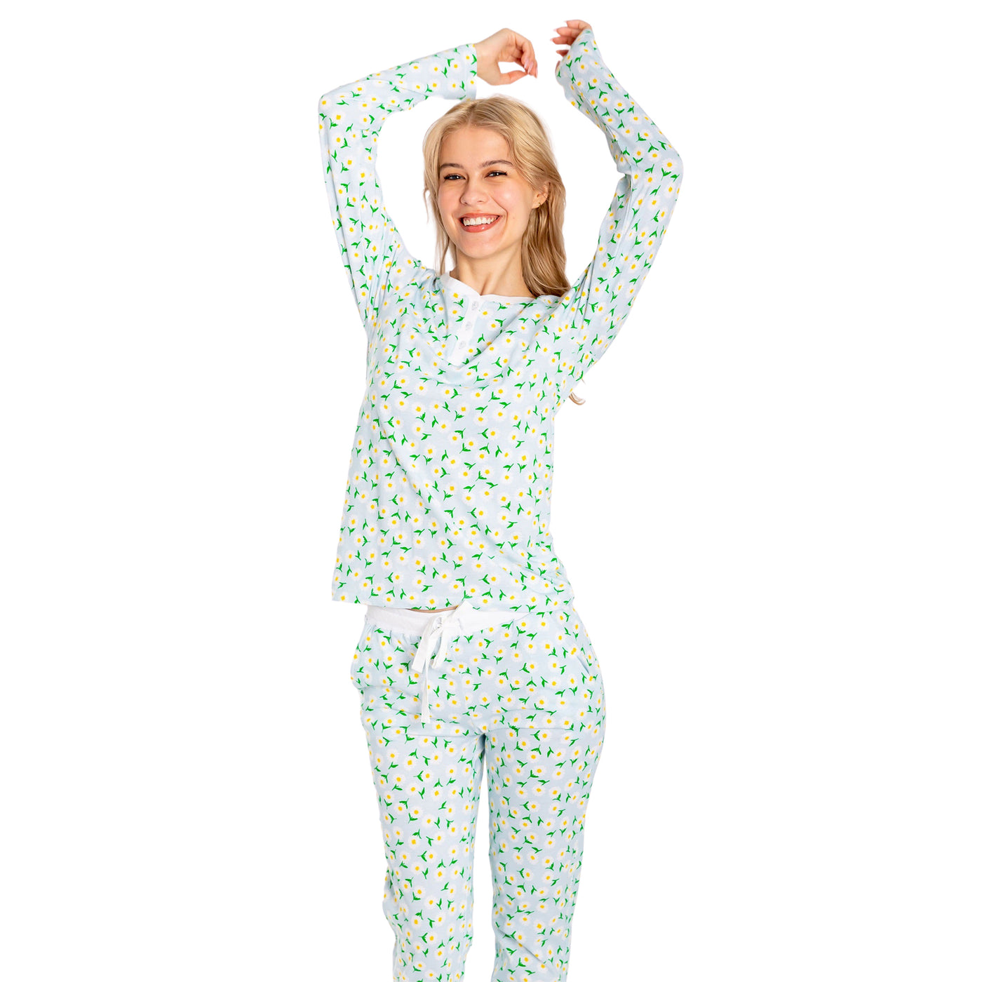 Women's Daisy Jersey Long PJ Set