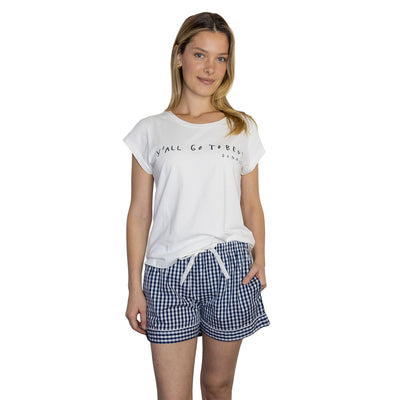 Women's Hepburn Gingham Navy Boxer Shorts