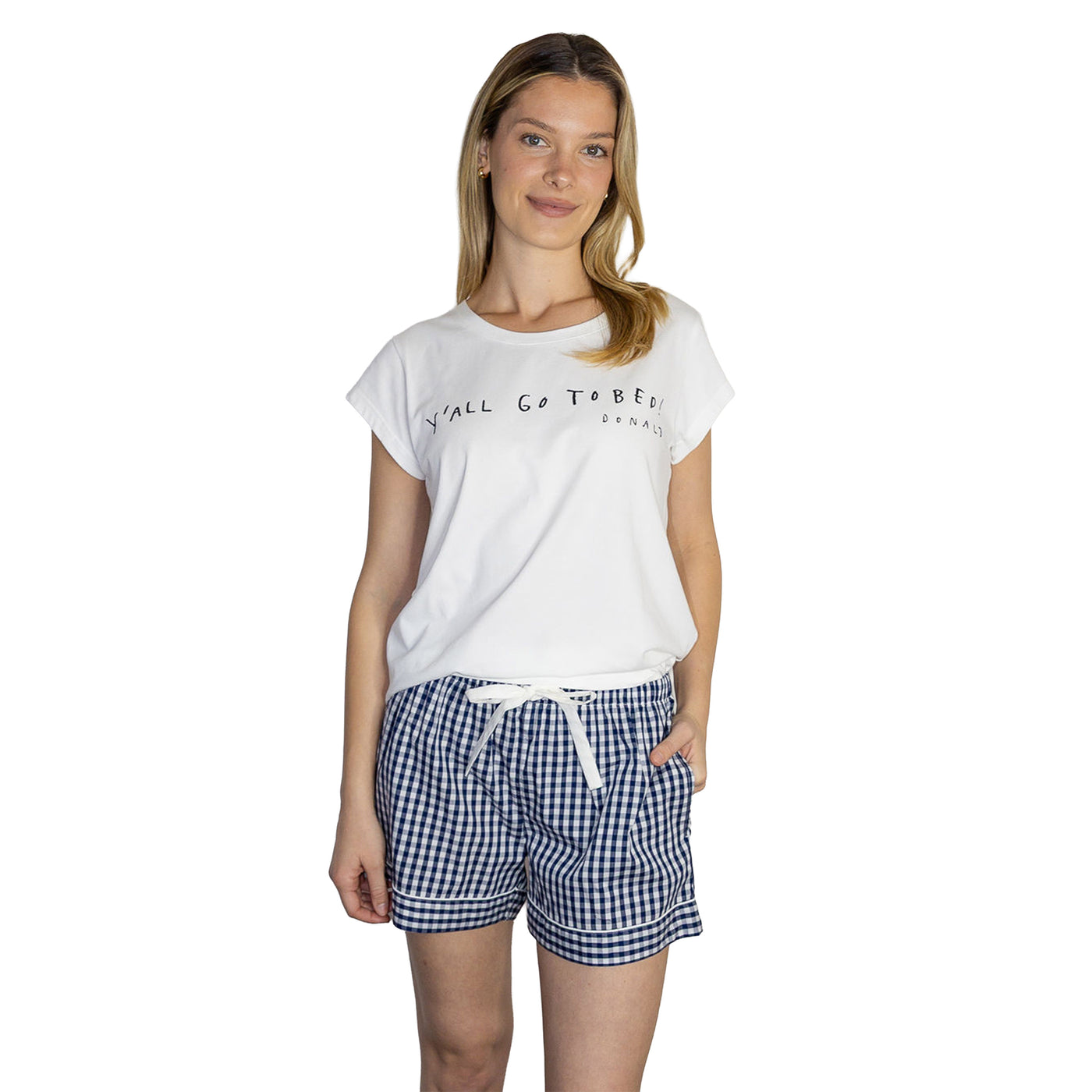 Women's Hepburn Gingham Navy Boxer Shorts