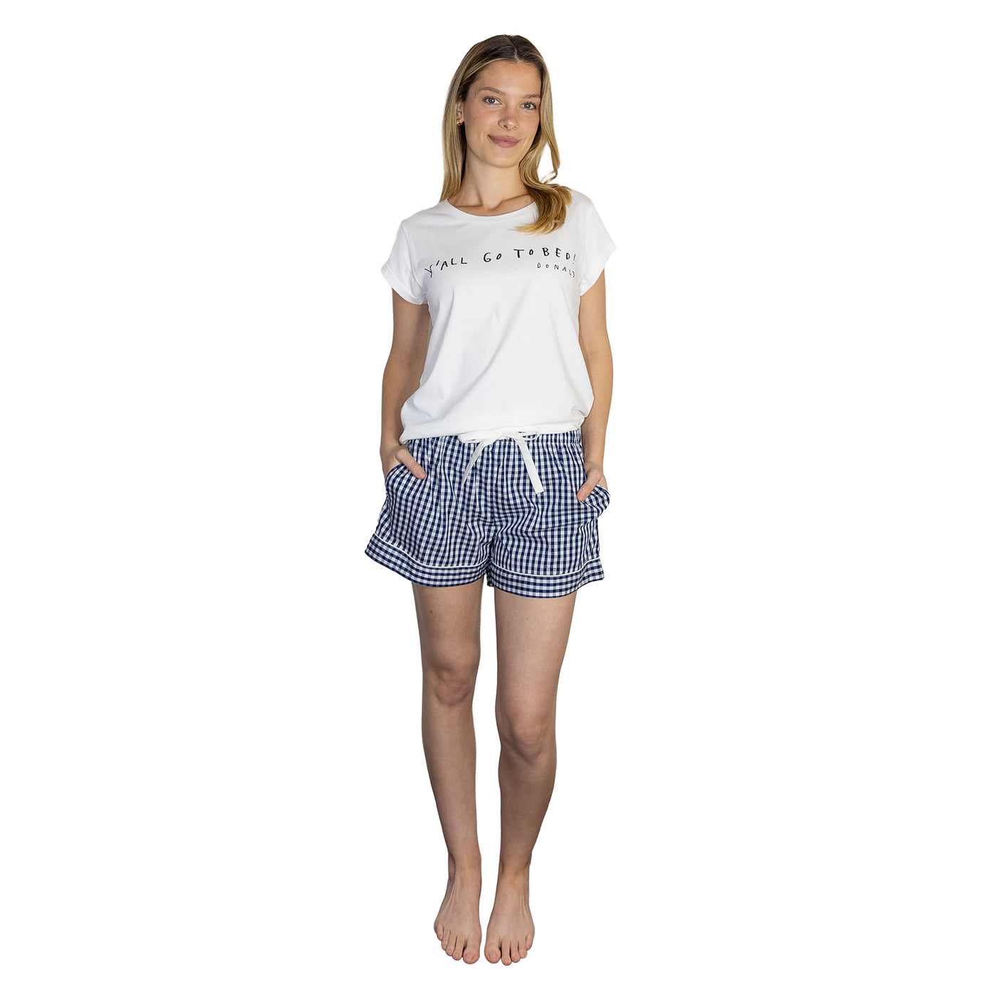 Women's Hepburn Gingham Navy Boxer Shorts