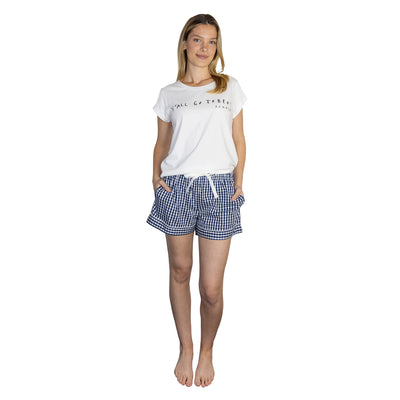 Women's Hepburn Gingham Navy Boxer Shorts