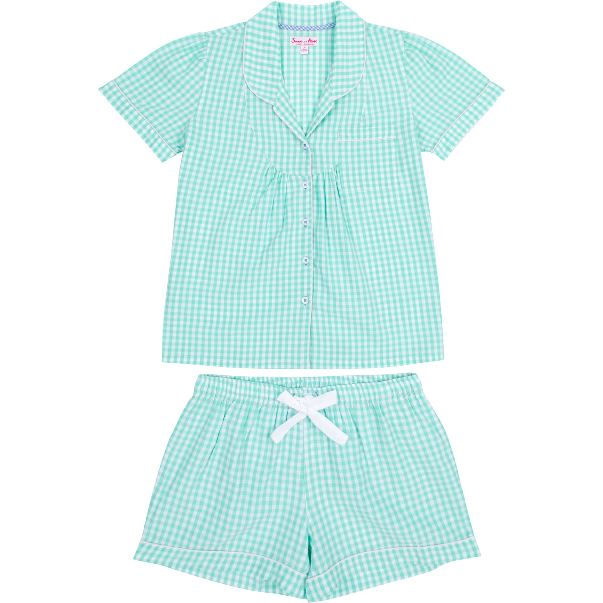 Women's Hepburn Gingham Mint Short PJ Set