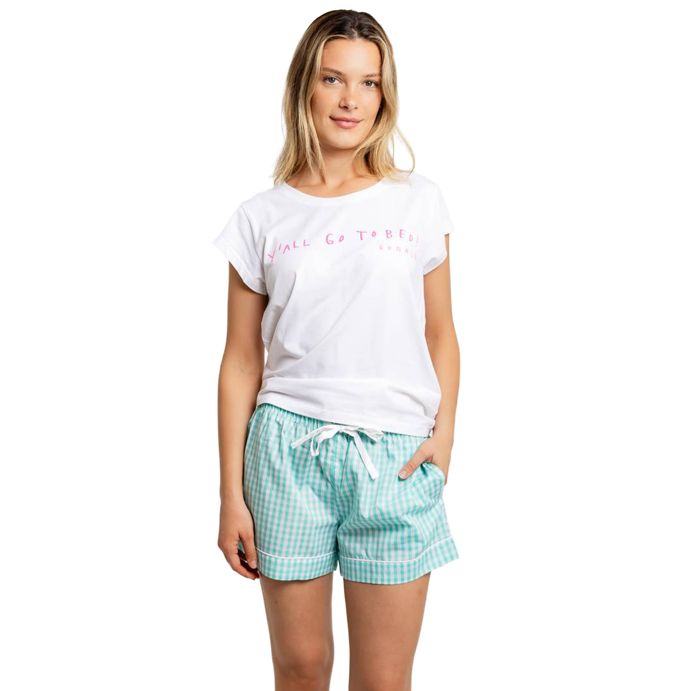 Women's Hepburn Gingham Mint Boxer Shorts