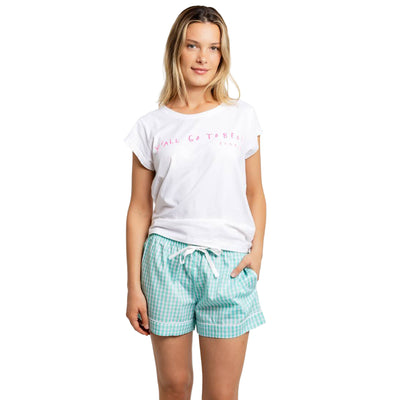 Women's Hepburn Gingham Mint Boxer Shorts
