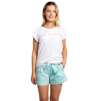 Women's Hepburn Gingham Mint Boxer Shorts