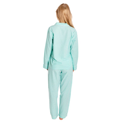 Women's Hepburn Gingham Mint Long PJ Set