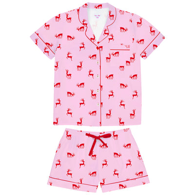 Women's Reindeer Pink Short PJ Set